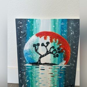 painting tree in moon  handmade painting 🖼️